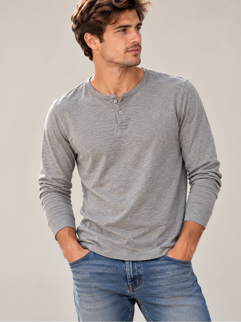Levi’s Heather Gray Long Sleeve Henley Shirt
